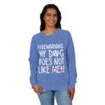 Sweater: My Dog Does Not Like Men Unisex French Terry Raglan Crewneck - Image 11