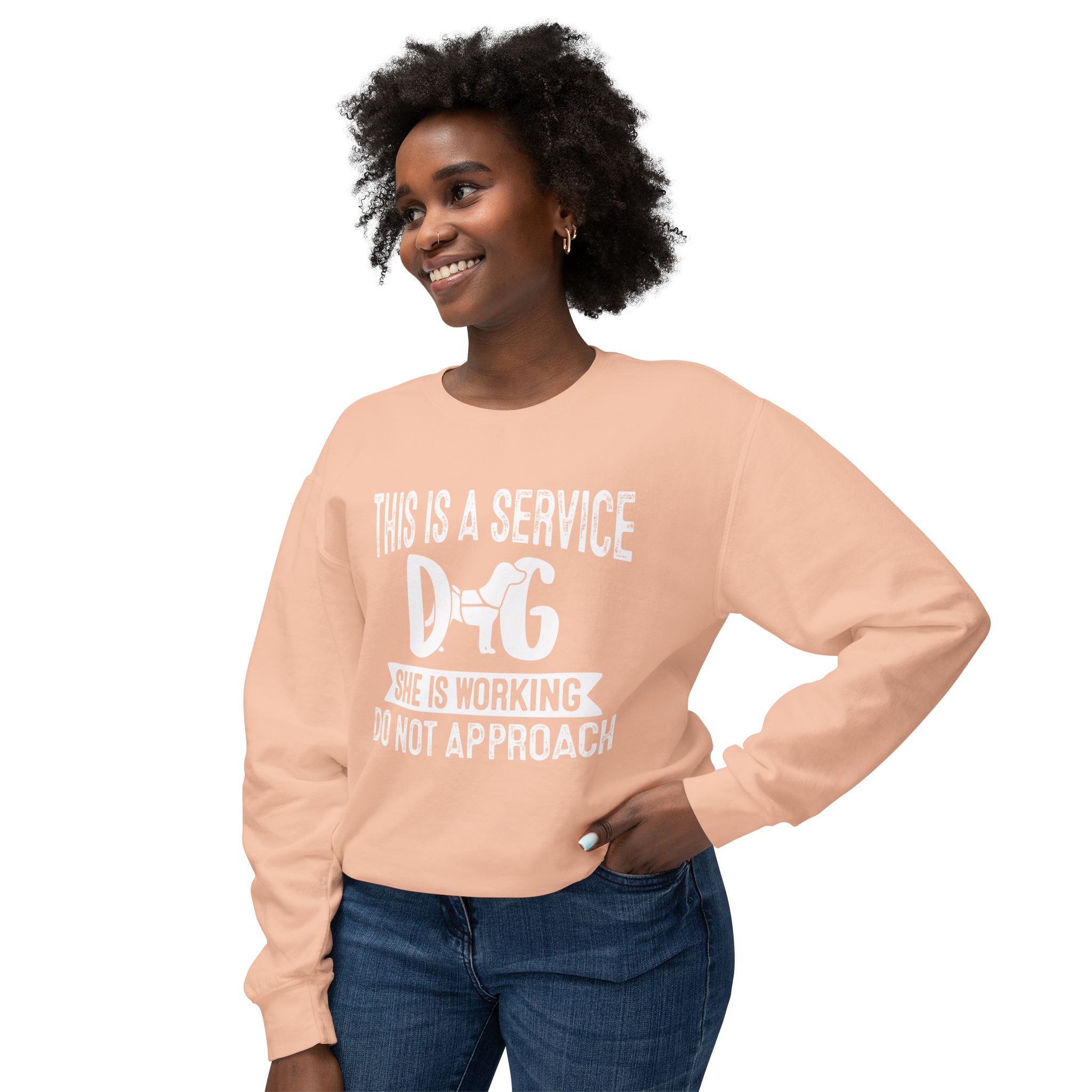 5366336593457476727_2048.jpeg Female Service Dog Awareness Crewneck Sweatshirt - Image 1