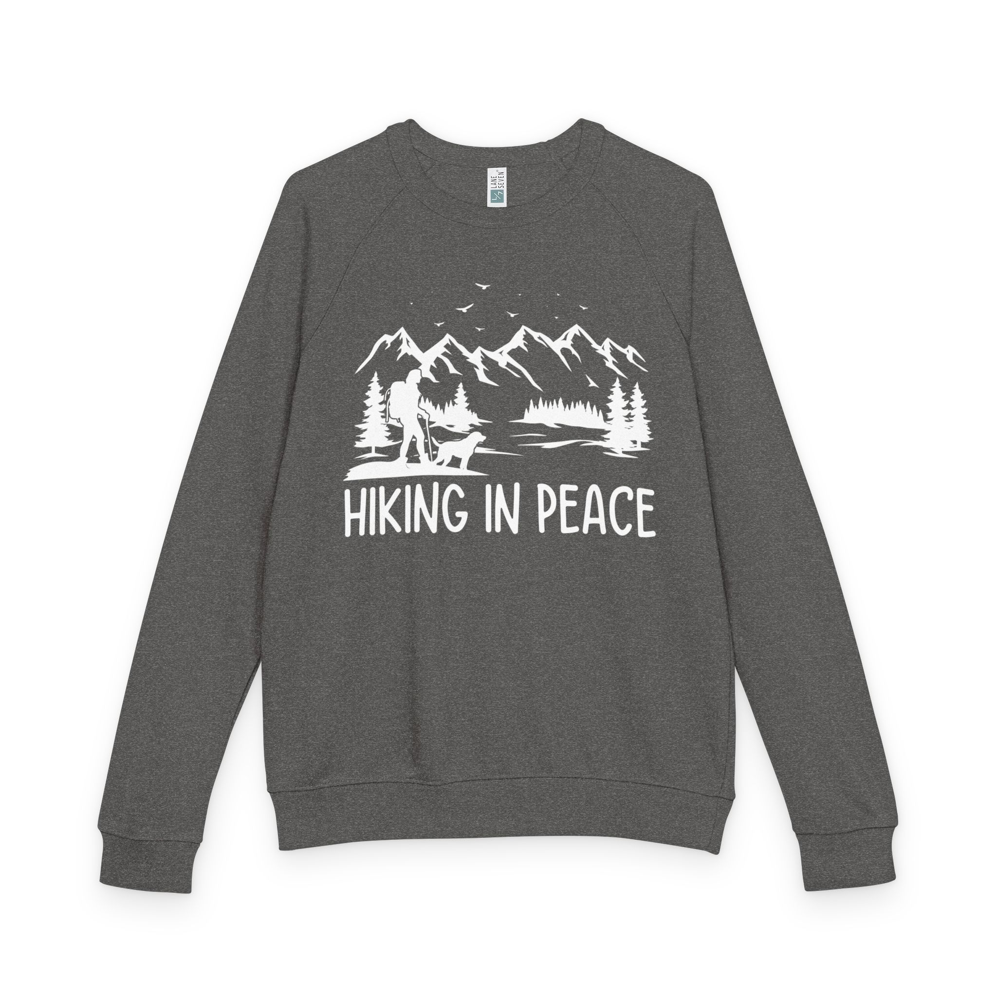 14723280018154016205_2048.jpeg Unisex Hiking in Peace Sweatshirt - Cozy Crewneck for Nature Lovers - Image 1